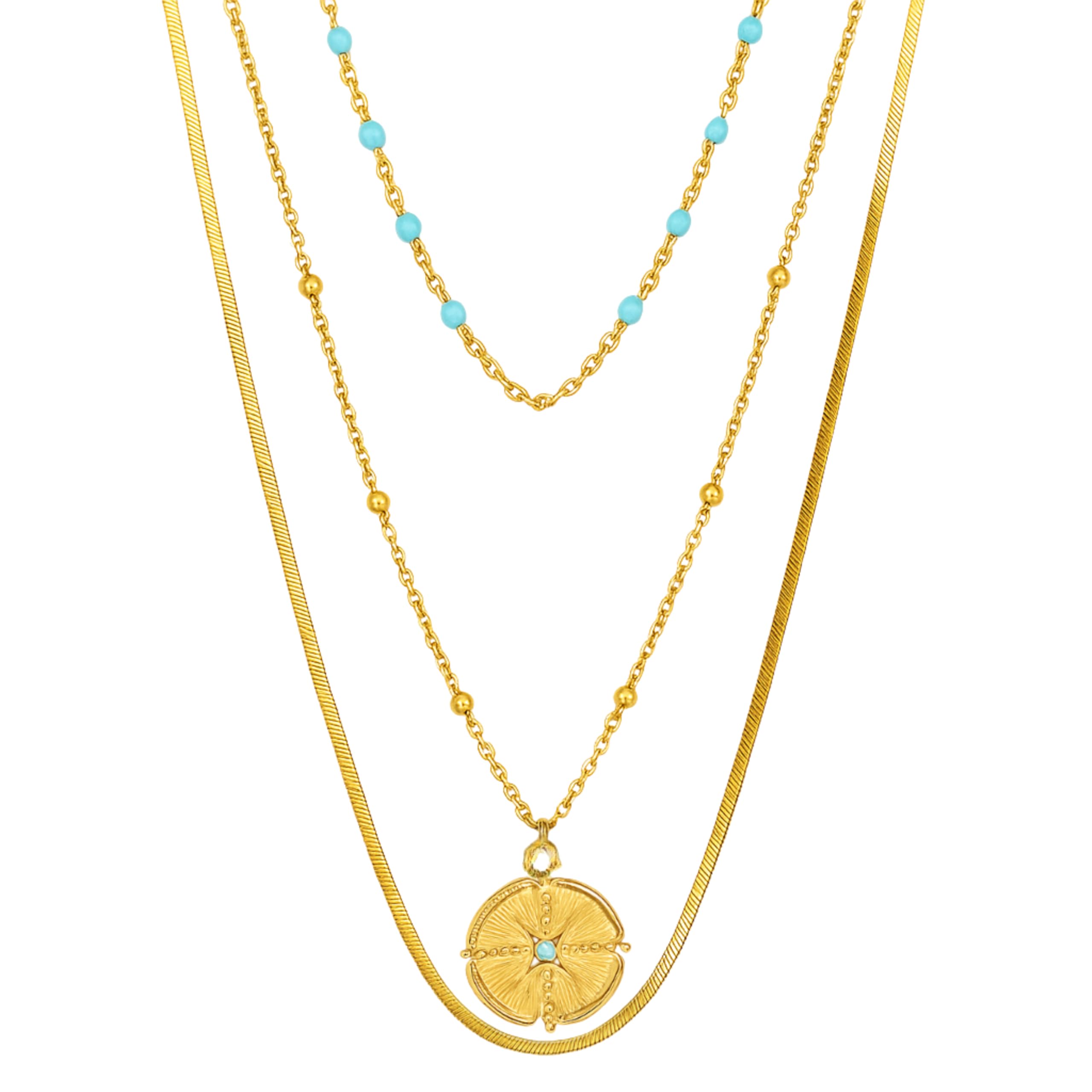 Halskette Damen Layering Schlangenkette Gold & Silber aus Edelstahl – 3-Reihig Wasserfest & Verstellbar (Ein Verschluss) – Schmuck Geschenk für Frauen – Freigeist-Kollektion