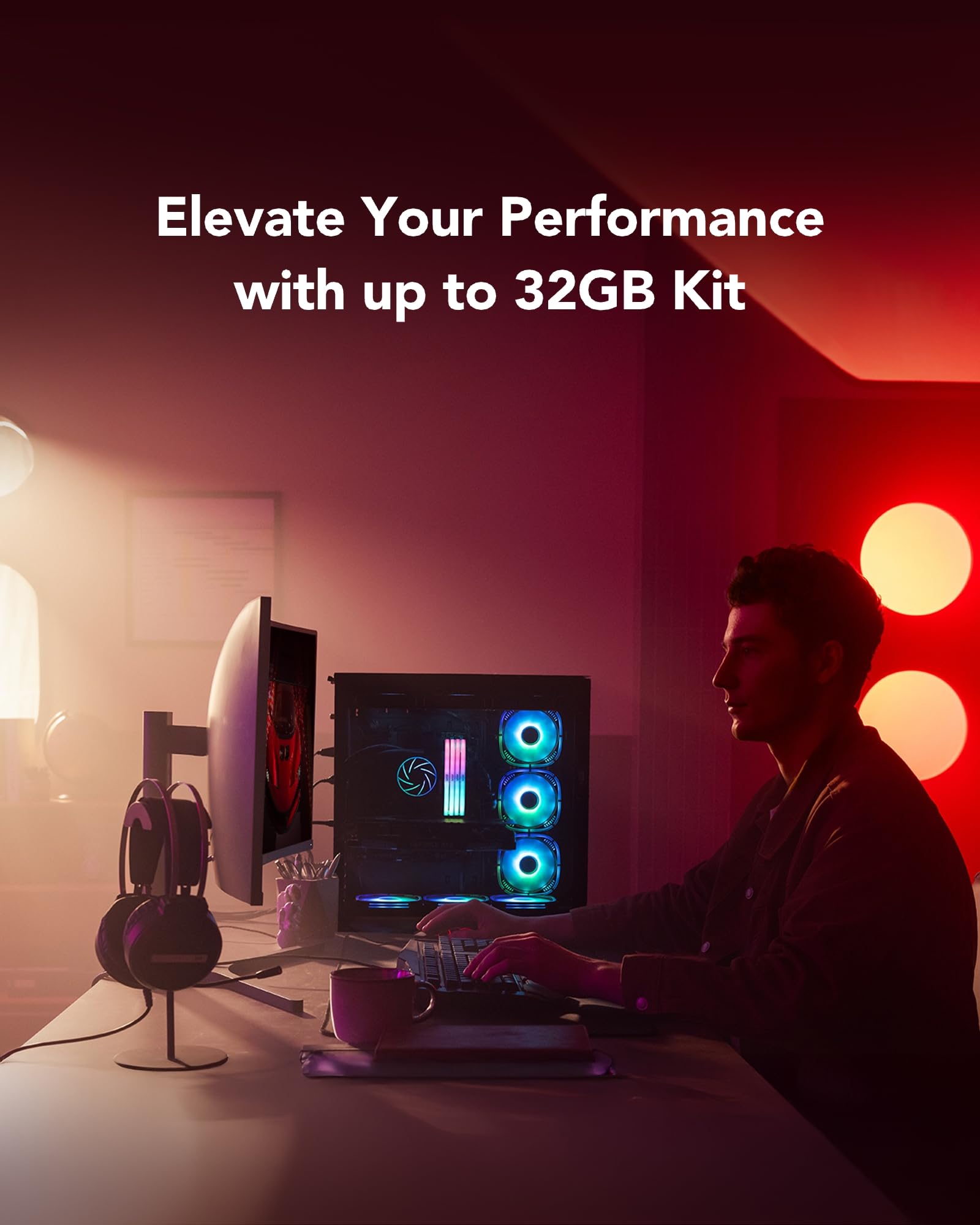 Lexar, Memoria interna DDR5 RGB, Kit 32GB (2x16GB) 6000MHz CL28, 288 pin UDIMM per Desktop