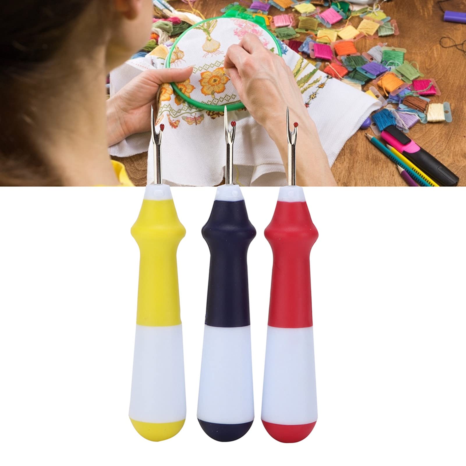 Kit De 3 Outils De Décousage - 2 Découseurs (petit Et Grand) + Pince Coupe-fil - En Acier Inoxydable Et Plastique - Pour Couture Et Artisanat