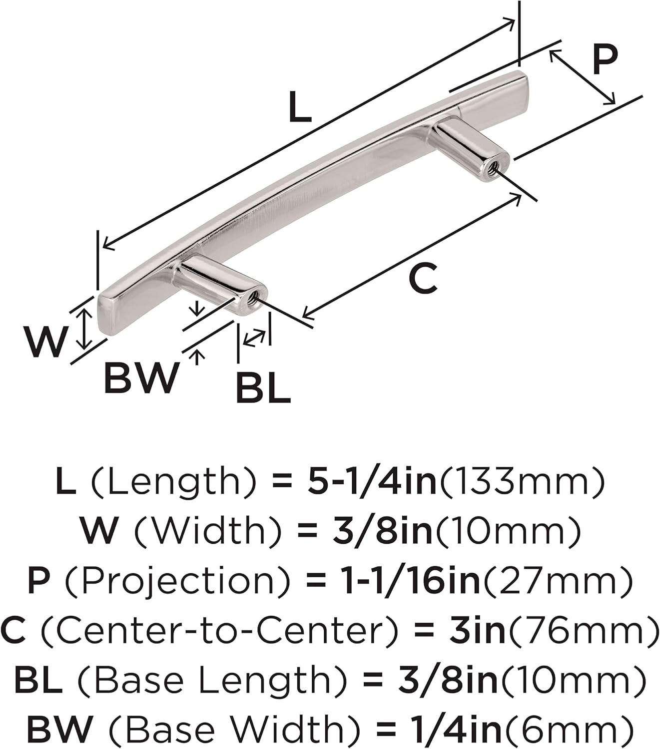 Amerock Cyprus 3 inch (76mm) Center-to-Center Polished Nickel Cabinet Pull - 25 Pack