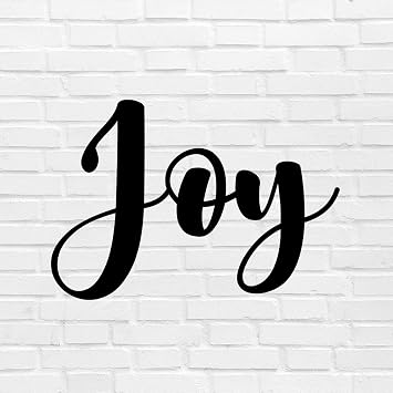 Metal Sign Joy Word Art Sign Calligraphy Personalized Iron Metal Wall Artwork Hanging Sign Ready to Hang Rustic Metal House Numbers Sign Decor for Office Outside Dining Room 12 Inch