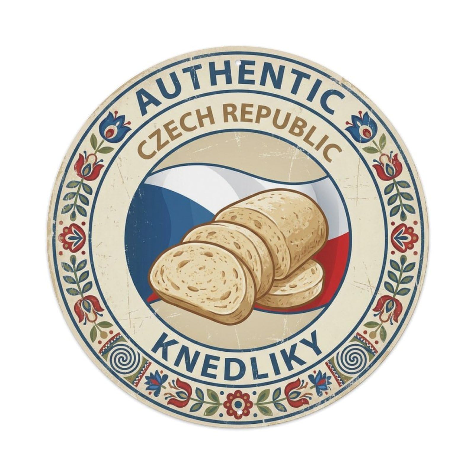 Czech Republic Travel Knedliky Czech Dumpling Dish Metal Tin Sign