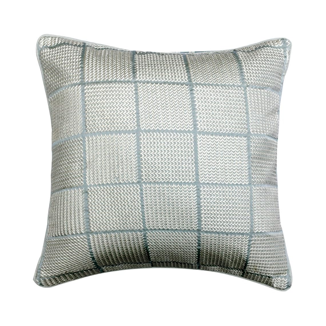 The HomeCentric Decorative Blue 22"x22" (Pack of 2, 55x55 cm (22"x22") Cushion Covers, Jacquard Silk Embroidered Throw Cushion Covers, Chevron Pattern Contemporary Style - Chevron Sky