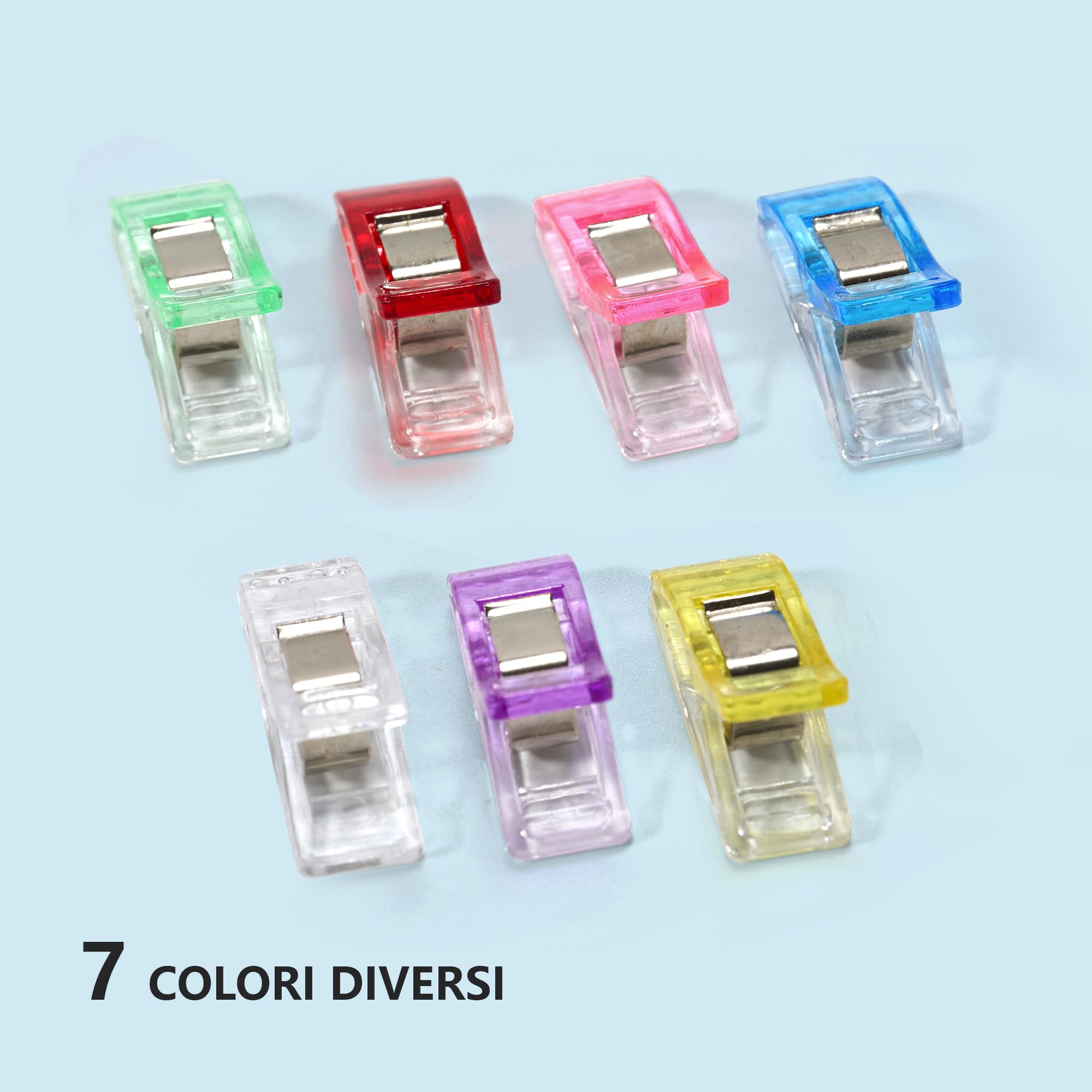 Mollette per Cucito 50 Pezzi, Clip Multiuso in Plastica con Molla in Acciaio Inossidabile per Quilting