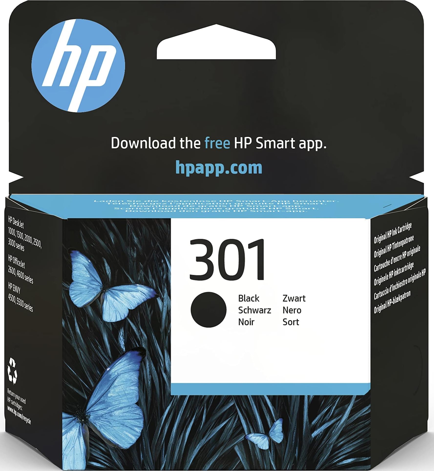 HP 301XL Noir, Cartouche Encre Originale, Grande Capacité