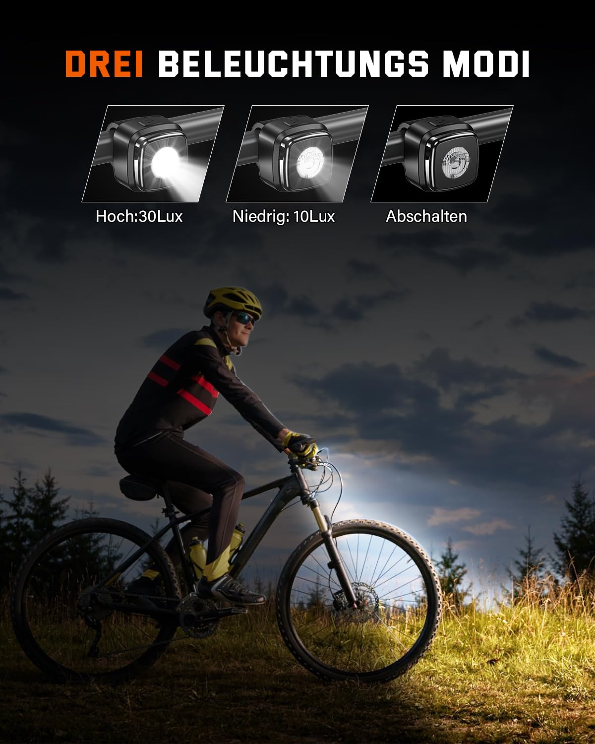Zestaw oświetlenia rowerowego LED Apkezel, zestaw świateł rowerowych przednich i tylnych z homologacją StVZO, lampa rowerowa 600 mAh z możliwością ładowania przez USB, wodoodporne światła rowerowe IPX