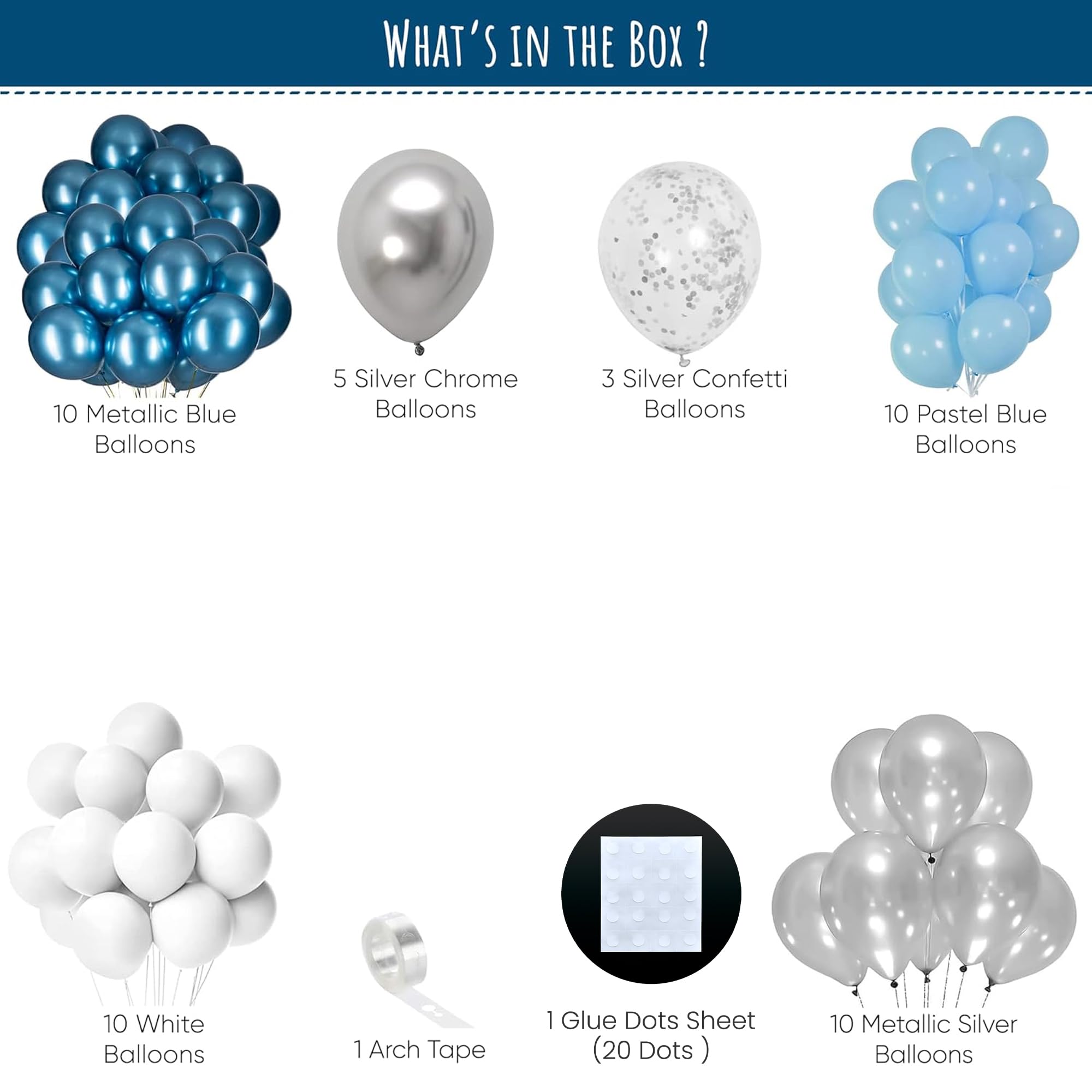 SpecialYou.in Frozen Theme Birthday Decoration Items For Girl, Combo Kit Includes Metallic Blue, Pastel Blue, White And Silver Confetti Balloons, Gray And Blue Balloons For Decoration - 50 Pcs 1