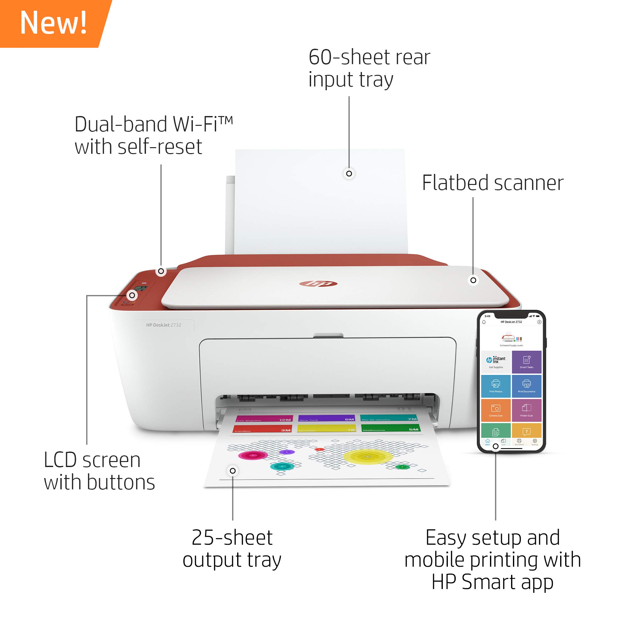 Buy HP DeskJet 2732 Wireless AllinOne Compact Color Inkjet Printer