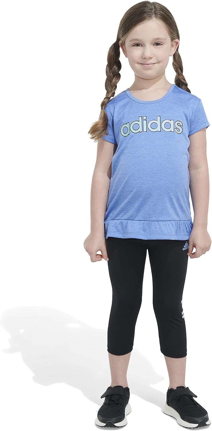 adidas Girls' 2-piece Mélange Tee & Capri Tight Set