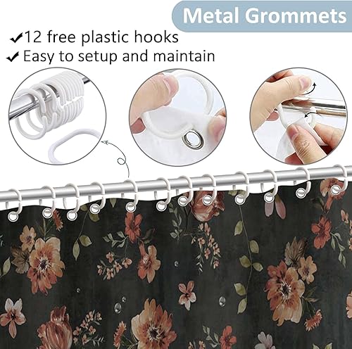 Miniatura 4 de Cortina de ducha de fantasma y gato en la bañera, espeluznante juego de cortina de baño de Halloween, fantasma divertido con gato, tela de