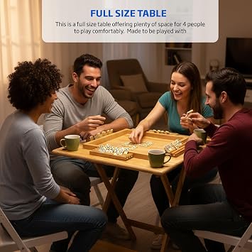 Wood Domino Tile Game Wood Folding and Portable Built-in Dominoes Holders Full Size Portable and Foldable Fits in Closet or Garage