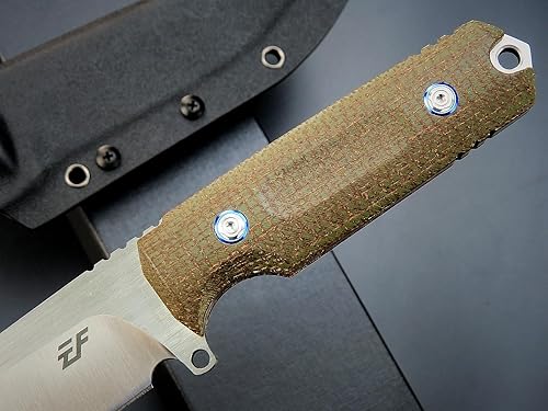 Miniatura 5 de Eafengrow EF131 Cuchillo de hoja fija, hoja de acero DC53, mango de Micarta, cuchillo de tang completo para camping, caza y bushcraft