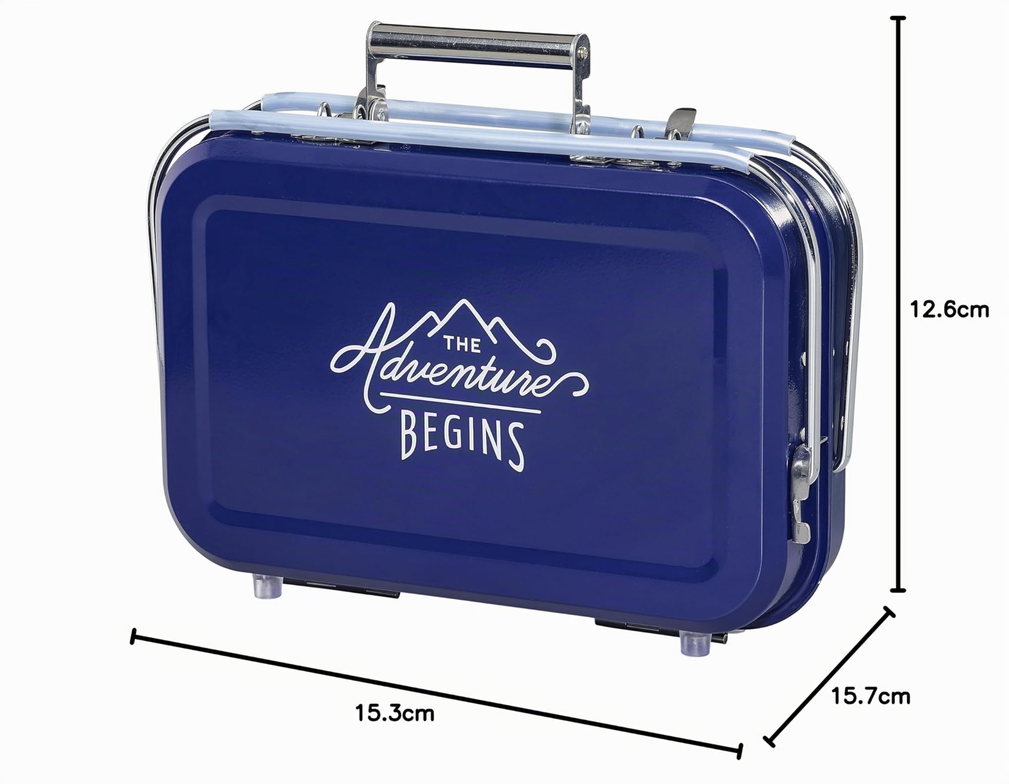 Gentlemen's Hardware GEN 253 Barbecue portable en forme de valise en acier inoxydable avec grille et plateau à charbon inclus Bleu marine 32 x 31,5 x 40 cm