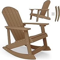 Vista 18 de YEFU Mecedora para exteriores, mecedora Adirondack, silla mecedora de patio con respaldo ancho, silla mecedora de gran tamaño con aspecto de madera