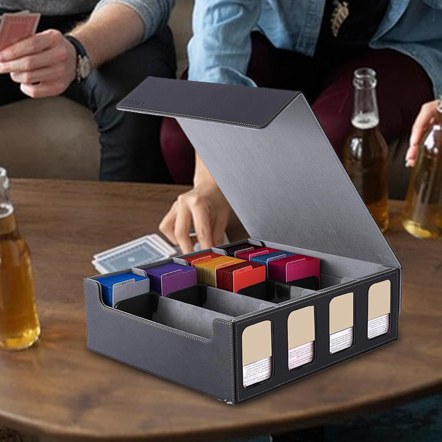 カードデッキボックス、カードストレージボックス - ポータブル大容量トレーディングカードデッキボックス - 収集可能なアルバム、トー