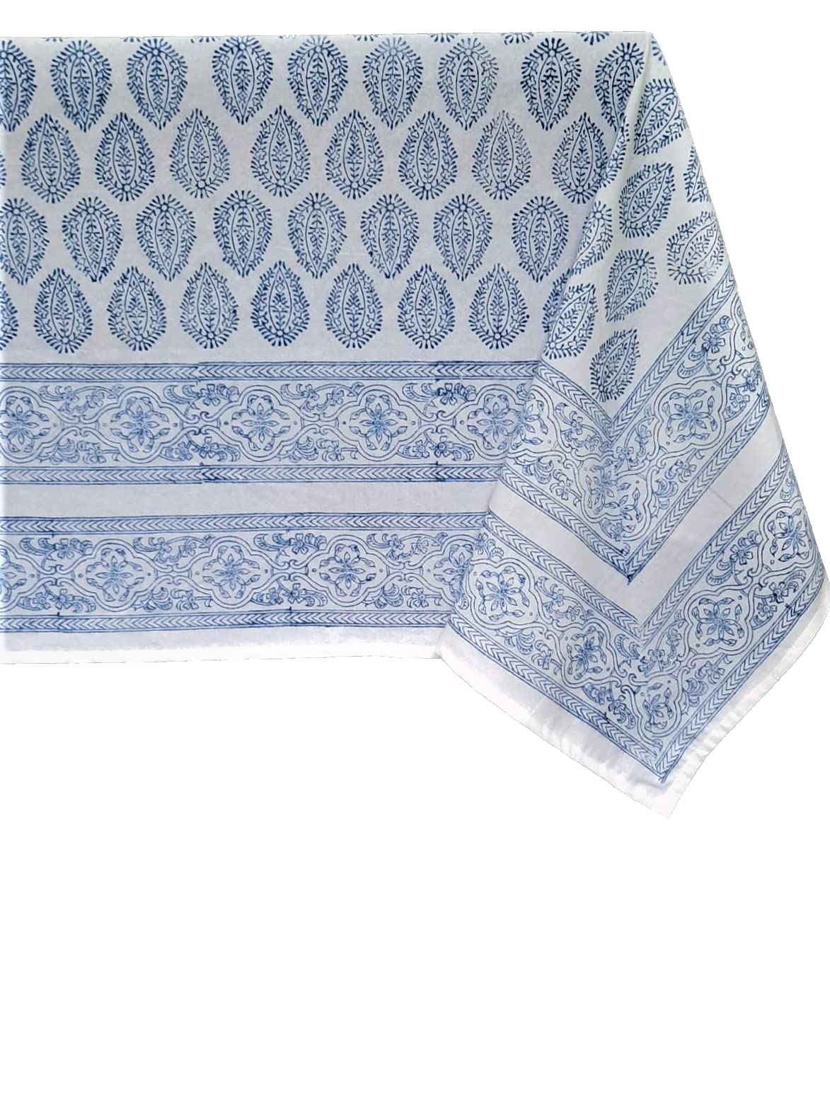 ATOSII Amalfi 100% Cotton Boho Rectangle Fall Tablecloth, Handblock Print Table Cloth for Kitchen I Dining Table Linen Fall Décor I Parties Wedding Outdoor Christmas Thanksgiving I 60 X 108 Inches