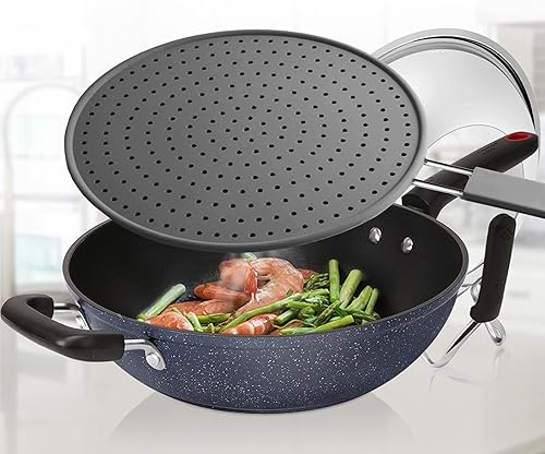 Baiouda Cubierta de silicona para bandeja de salpicaduras de 11 pulgadas, protector contra salpicaduras de aceite de alta resistencia al calor,