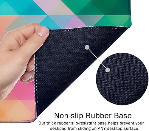 Miniatura 6 de SSOIU Alfombrilla de mouse extendida para juegos con estampado de triángulos coloridos (35.5 x 15.7 pulgadas), alfombrilla de mouse grande con base