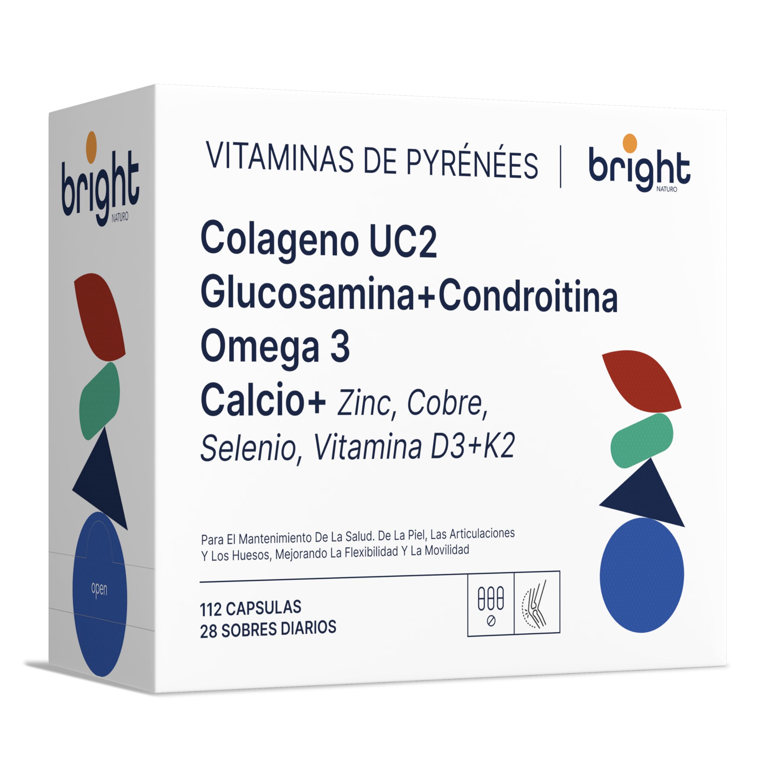Colágeno UC-II, Omega 3 TG, Glucosamina y Condroitina, Calcio, Magnesio, Cobre, Zinc y Vitamina D3K