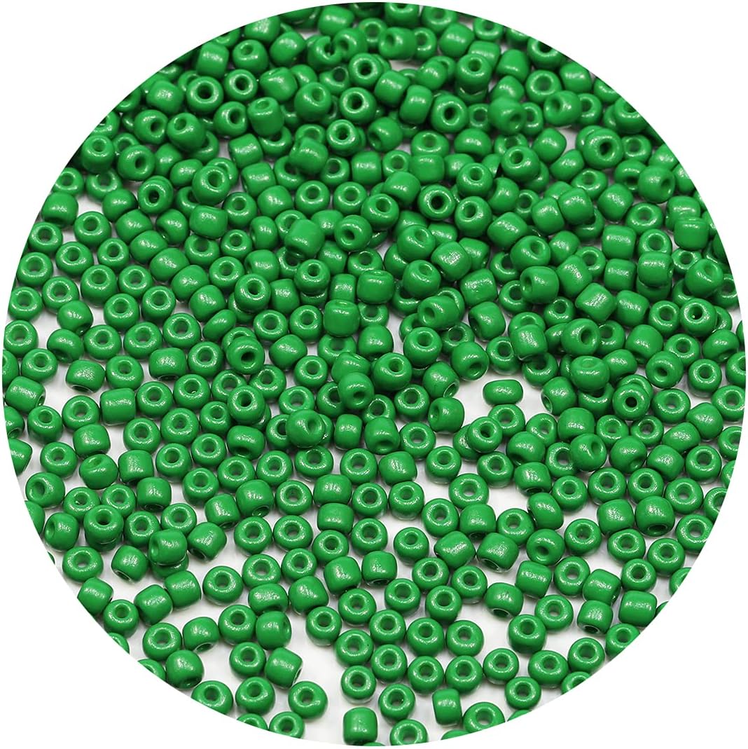 Bala&Fillic Green Color 4mm Seed Beads About 1200pcs/100Grams in Bag, 6/0 Glass Craft Beads for Making Bracelet and Necklace (Green)