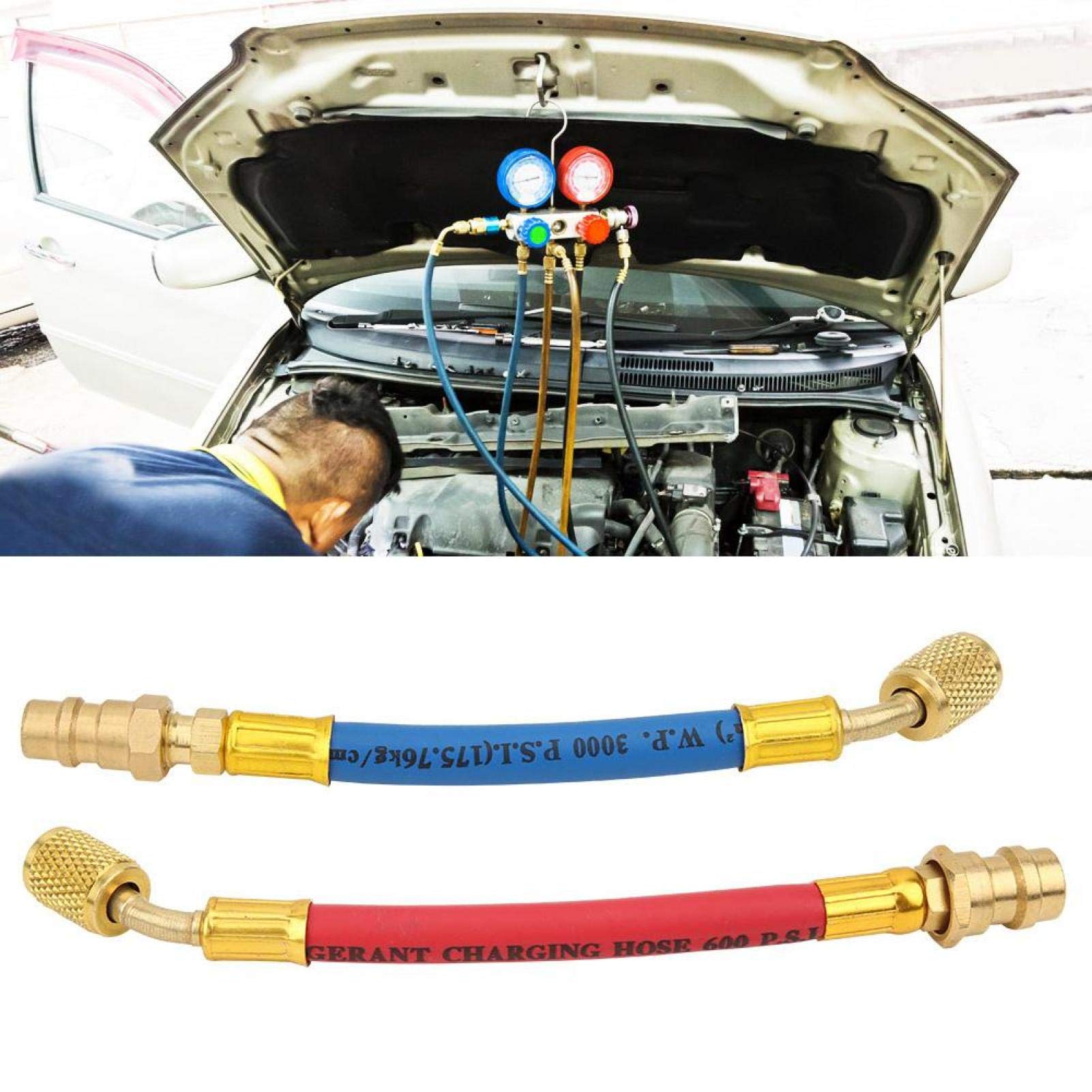 Adaptateurs de climatisation, 2 pièces adaptateur de climatisation en laiton R134A à R12 1/4 SAE accessoires de connecteur à filetage femelle(R134A to R12)