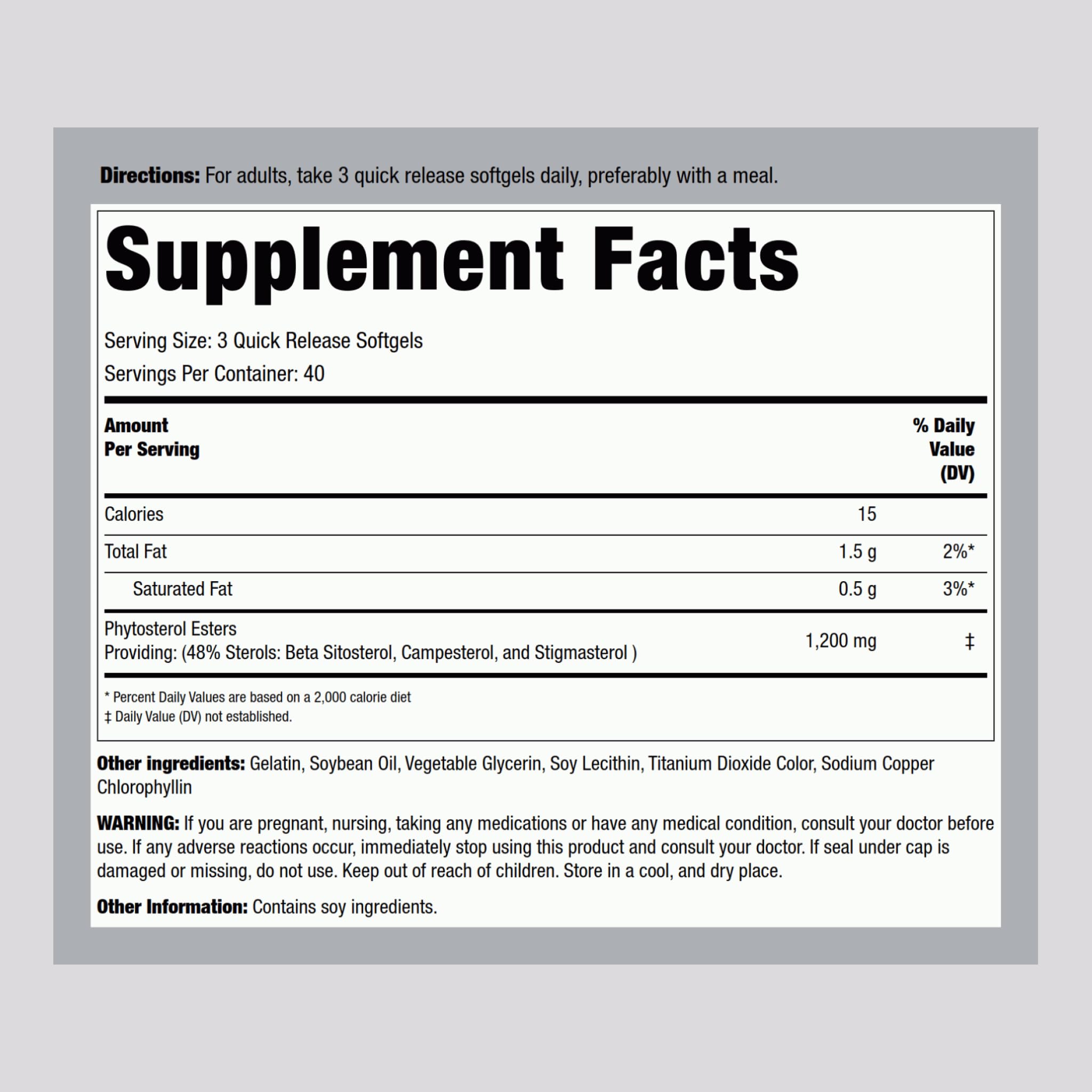 Piping Rock Plant Sterols Supplement | 1200 mg | 120 Softgels — Amazon image 2