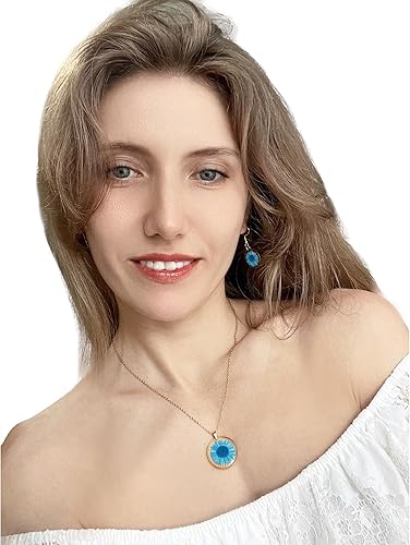 Miniatura 2 de Aretes de flores prensadas de margaritas con caja de regalo, aretes de flores secas redondas de 0.8 pulgadas, aretes de flores reales, regalos de