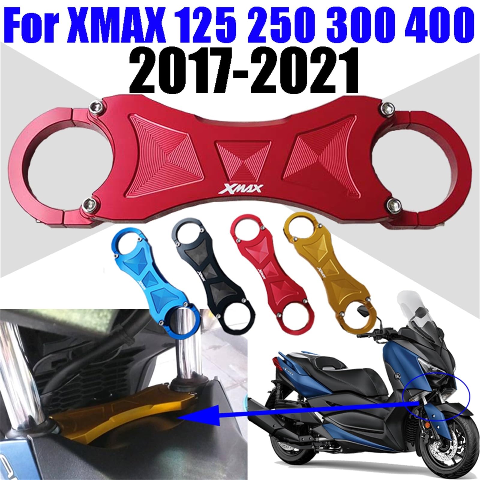 Supporto Ammortizzatore Forcella Per Yamaha XMAX 125/250/300/400 | Stabilizzatore Anteriore In Alluminio CNC, Nero