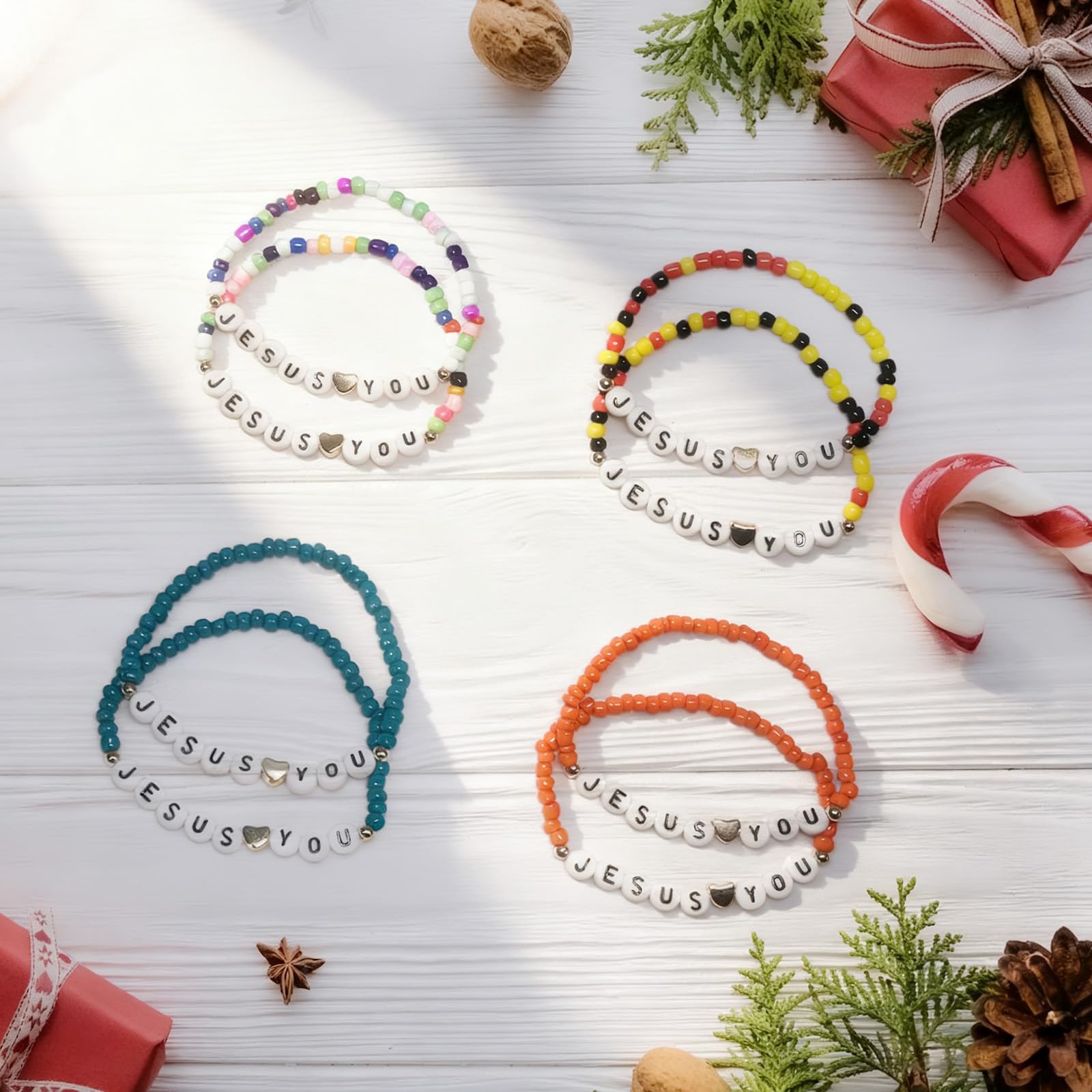24PCS Jesus Loves You Bracelets Friendship Bracelets Bulk Christian Friendship Jewelry Easter Gifts for Women Men Inspirational Religious Gift