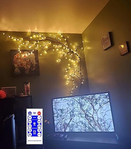 Miniatura 7 de LKGOOD Vines para decoración del hogar con control remoto, atenuador de encendidoapagado, decoraciones de Navidad de 7.5 pies, ramas de árbol