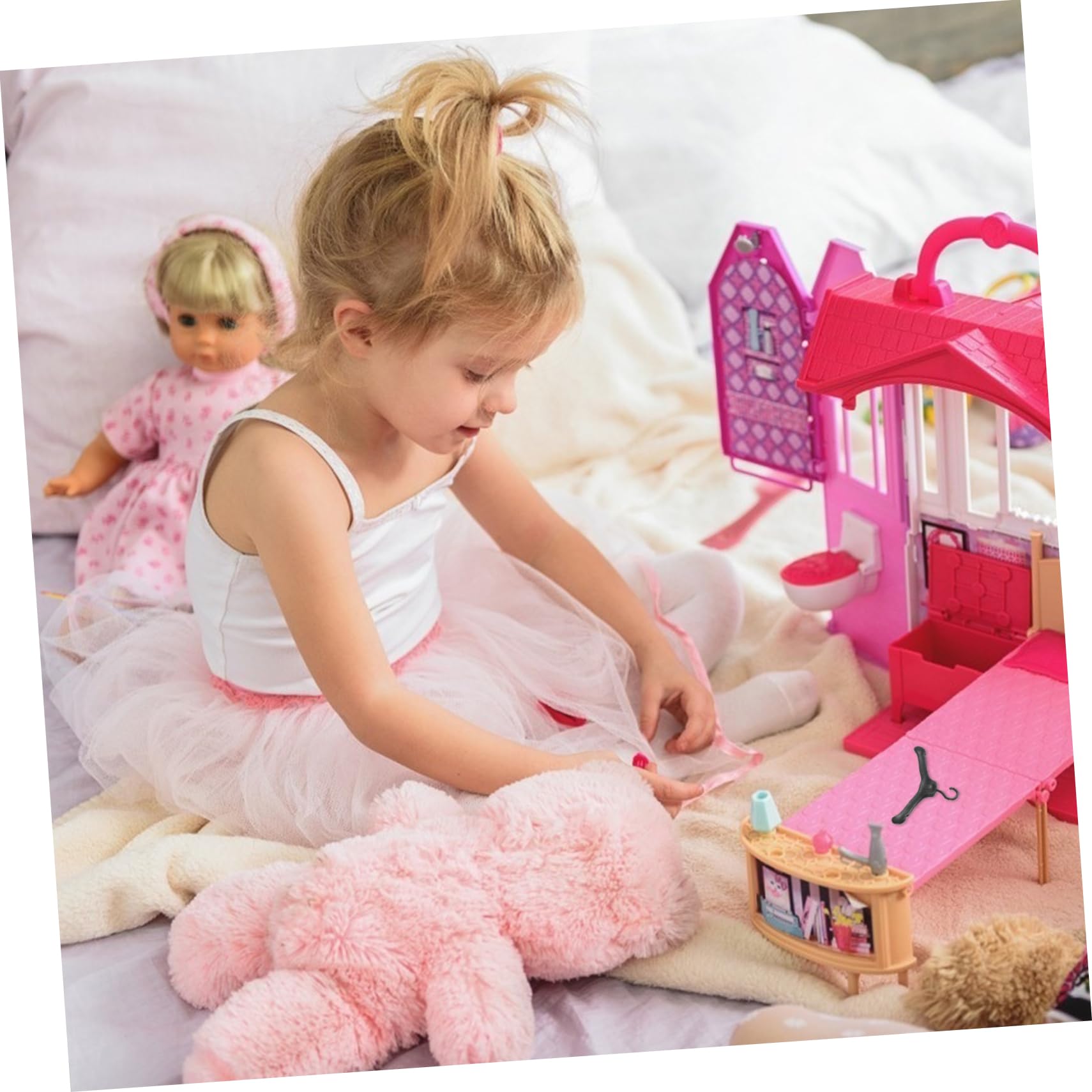 Garneck Essential 50pcs Doll Small Hangers Plastic Rack for Doll Outfits Organize Doll Closet Compact Size