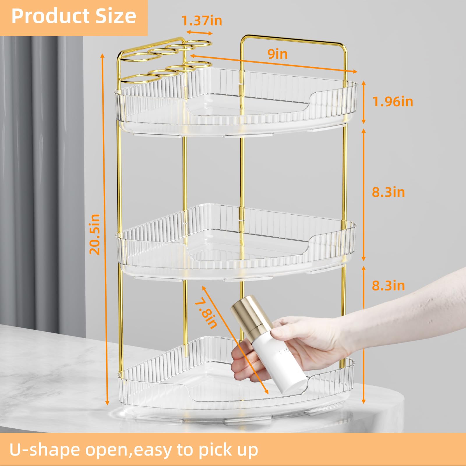 Okydoky Organizer da bagno a 3 ripiani, per profumi e trucchi