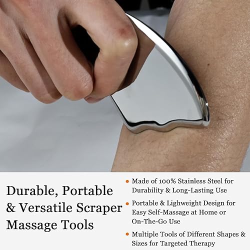 Miniatura 4 de LONGEST Herramienta de masaje para fascitis plantar, raspador muscular de tejido cicatricial de metal, terapia física IASTM, juego de regalo Gua Sha