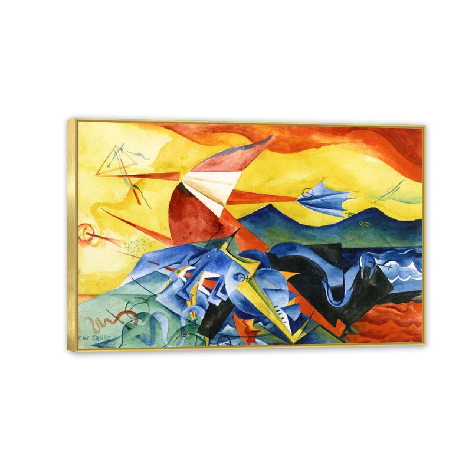 MYCGGDGH Max Ernst Canvas Wall Art Reproductions of Famous Paintings Composition Retro Surrealist Canvas Wall Decor for Living room bathroom 45x30cm(18x12in) Framed