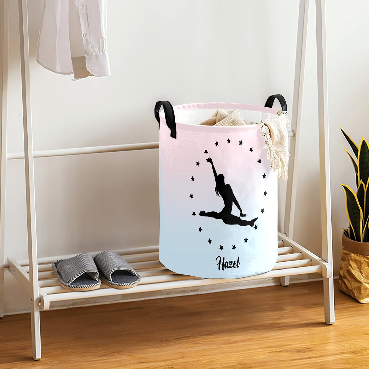Gymnastic Personalized Laundry Basket Clothes Hamper with Handles Waterproof,Collapsible Laundry Storage Baskets for Bathroom,Bedroom Decorative 19.7"Hx14.2"D