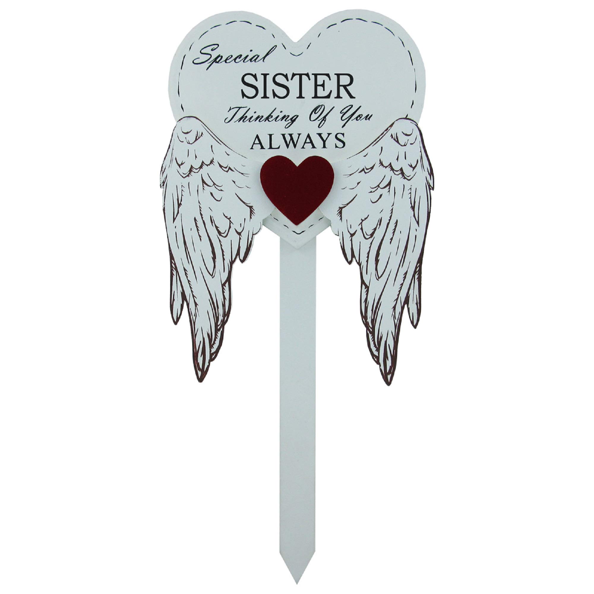 Global Designs Beige Special Sister Grave Stick Marker Graveside Memorial Guardian Angel Wings Tribute Grave 76170