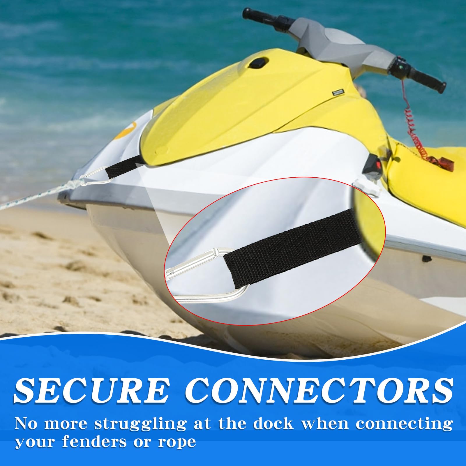 WUBOECE 12PCS Soft Loops Jet Ski Anchor Points Accessories, Quick & Secure Anchor Points for Docking Bumpers & Fenders, Anchoring Lines & Bungee Dock Rope, Connection PWC Accessories 4 Assorted Sizes