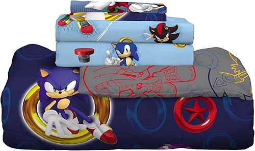 Miniatura 6 de Franco Sonic the Hedgehog Anime Juego de edredón y sábanas supersuaves para niños con funda, 7 piezas, tamaño reina, (Producto oficial con licencia)