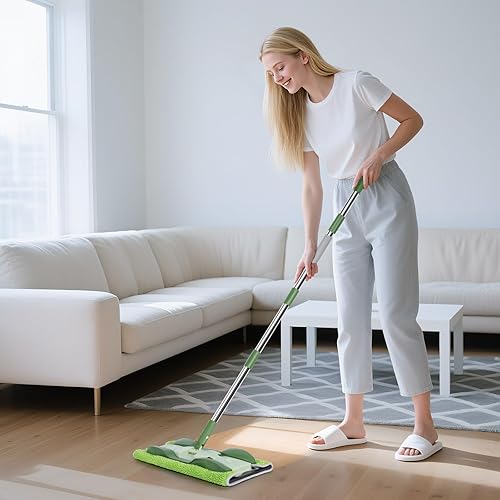 Miniatura 9 de Masthome - Trapeadores de microfibra para limpieza de pisos, trapeadores profesionales con almohadillas lavables, 4 piezas, mopa plana de uso húmedo