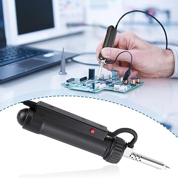Electric Desoldering Pump, 110V 30W Automatic Solder Sucker with Anti-Splash Design & 3 Stainless Steel Tips, for PCB Through-Hole Components, Electronics Repair