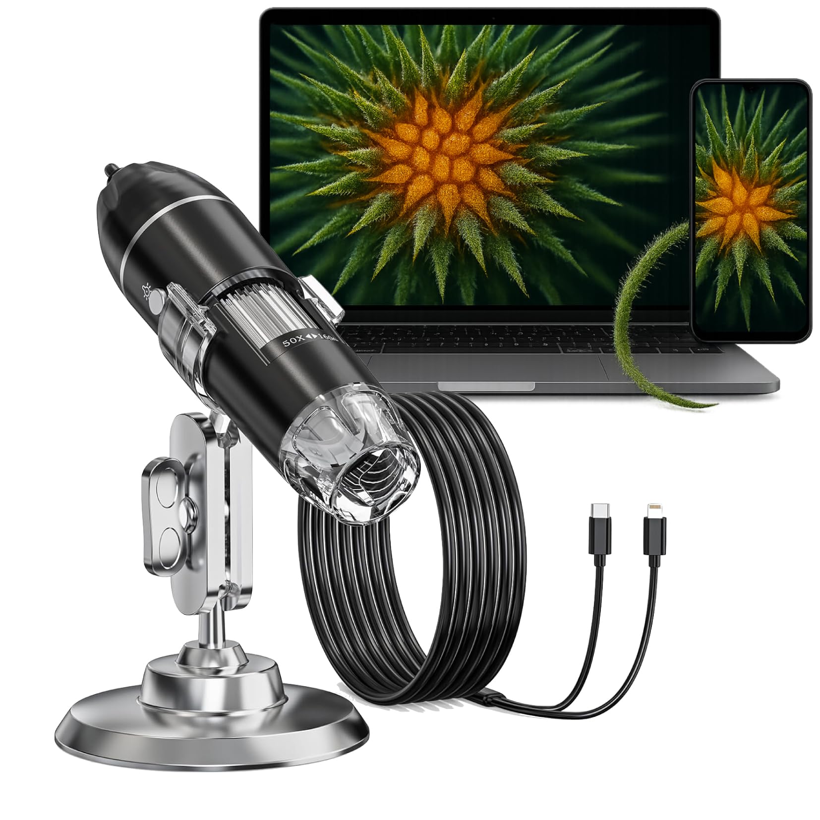 Microscopio Digital USB 3 en 1. Compatible con PC, Android y Tablets. Microscopio Digital de Mano 1600X 200W. Microscopio portatil para Soldadura e inspeccion Industrial
