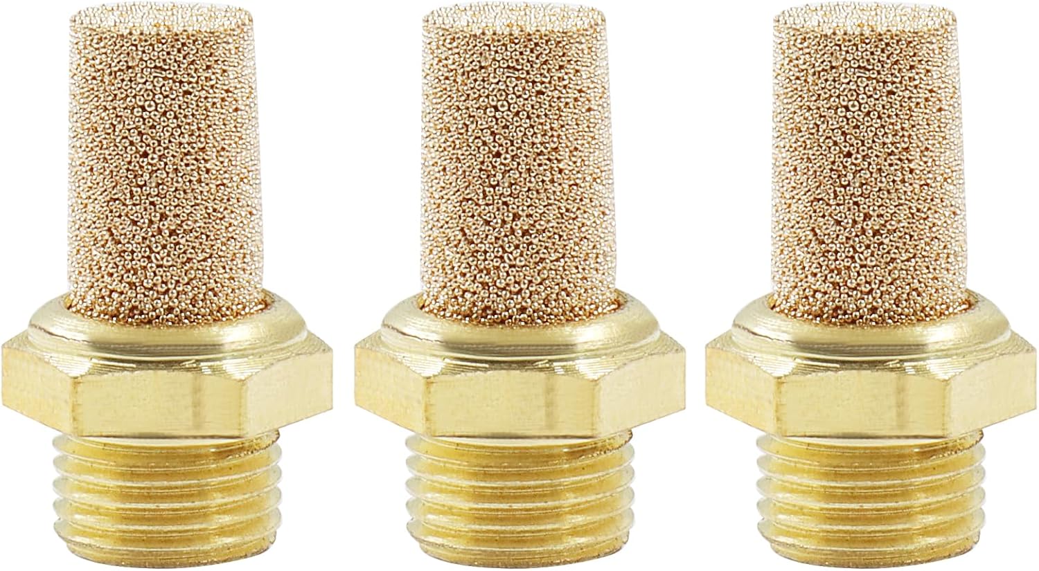 Bonsicoky 1/8" Air Pneumatic Mufflers, 3 Pack, Male Thread