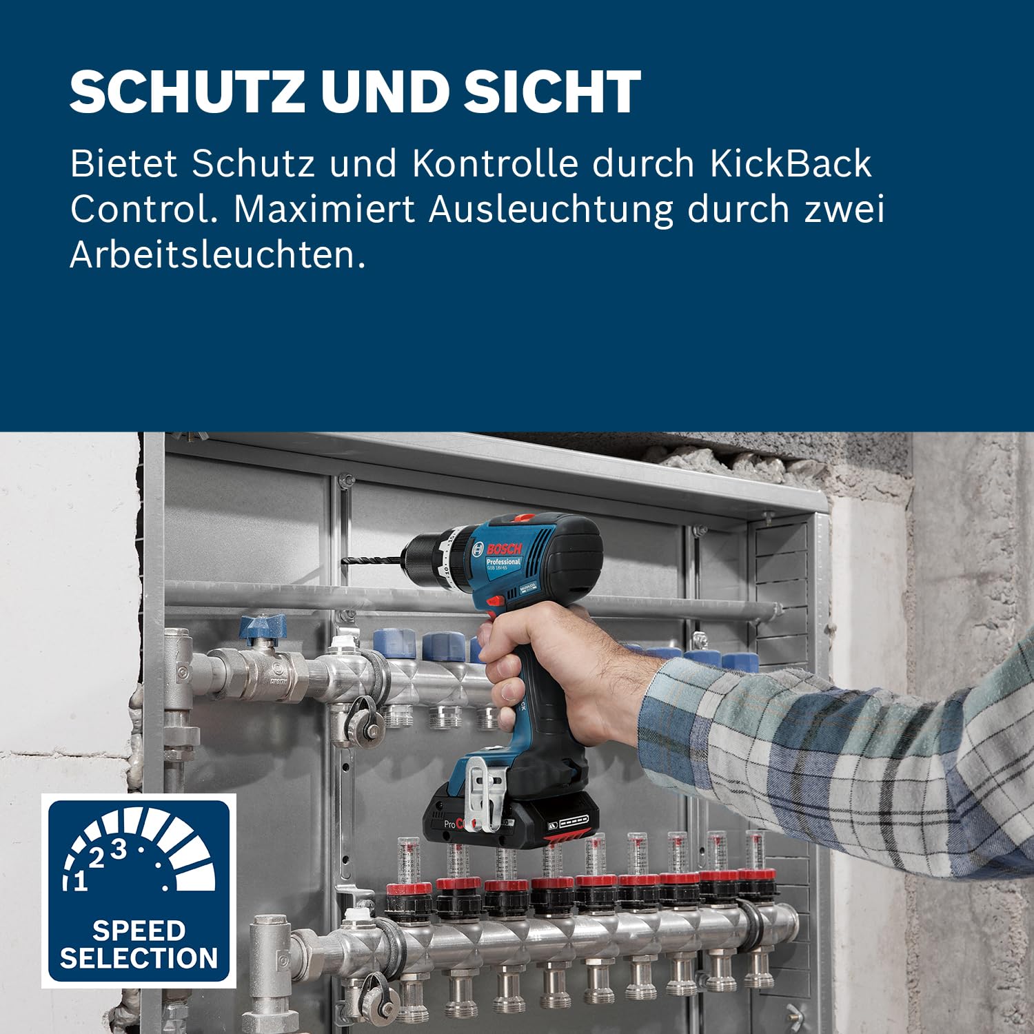 Bosch Professional 18V System Akku-Bohrschrauber GSB 18V-65 (bürstenloser Motor, Kopflänge 175)