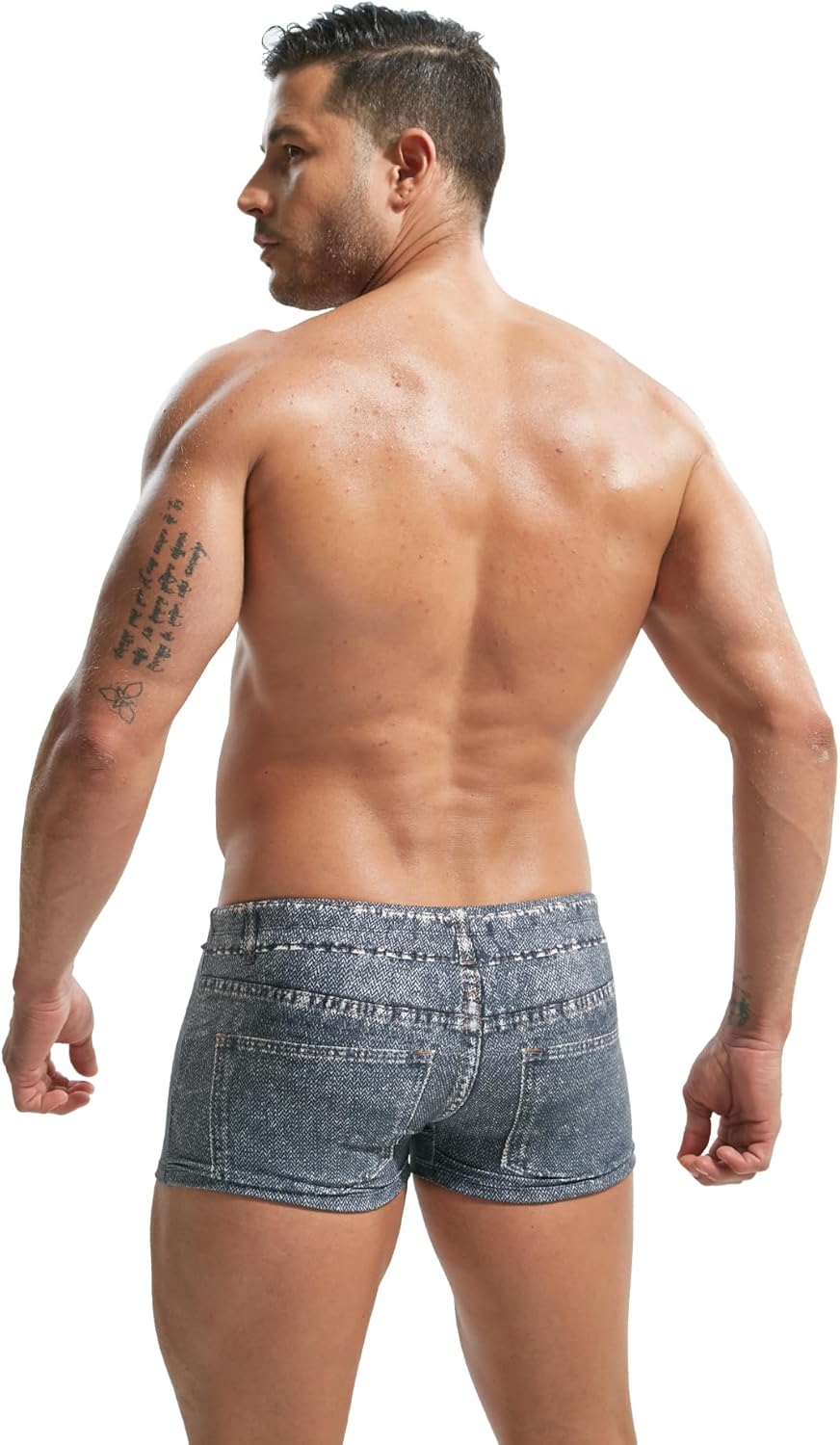 F plus R Men's Denim Print Swim Trunks - Image 3