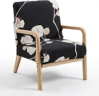 Vista 8 de Deisy Dee Funda para silla moderna de mediados de siglo impresa, Fundas elásticas para sillón de lectura, fundas tapizadas para sillas de sala Negro