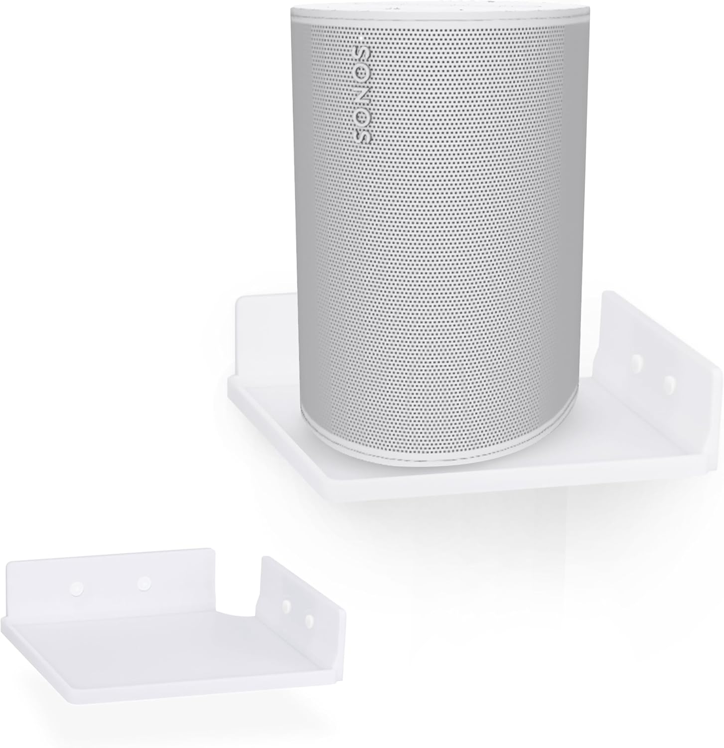 9" Small Corner Shelf Mount, Adhesive & Screw in, for Speakers, Cameras, Baby Monitors, Plants, Books Electronics, Collectibles & More, Floating Shelves (White) by Brainwavz