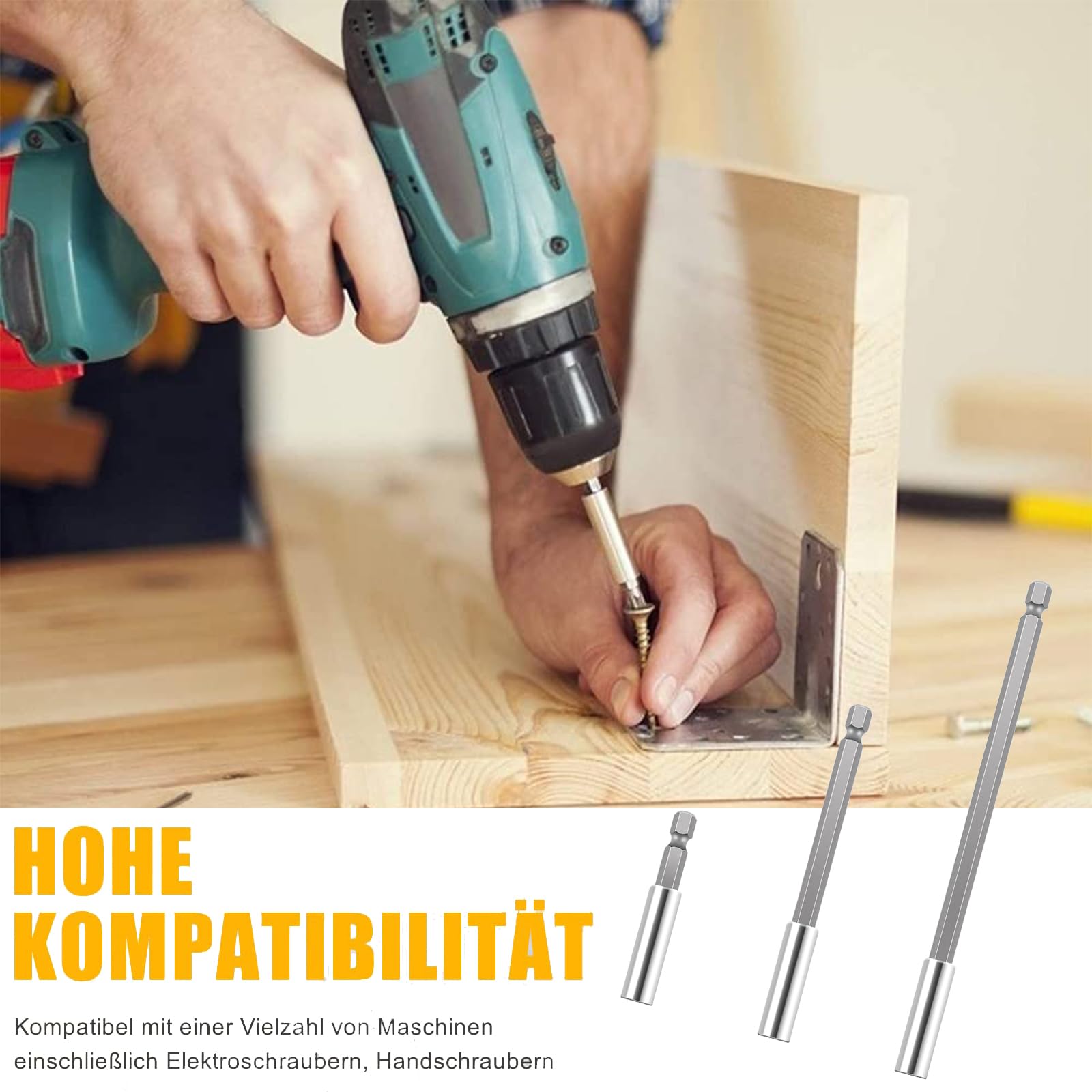 3 PCS Portainserti, Prolunga Esagonale da 1/4", Portabit Magnetico, Portabit per Trapano, Set di Bit a Cambio Rapido per la Maggior Parte Degli Avvitatori Elettrici, Punte e Bit, 60/100/150 mm