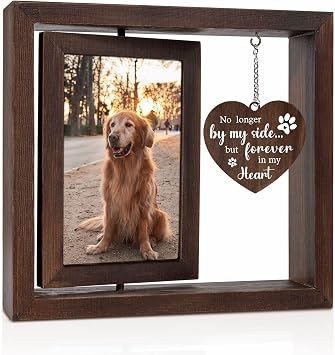 Jigfoxy Dog Memorial Gifts for Loss of Dog - Rotating Wooden Picture Frame for 4x6 Photo - Pet Memorial Gifts - Loss of Cat Sympathy Bereavement Remembrance Gift