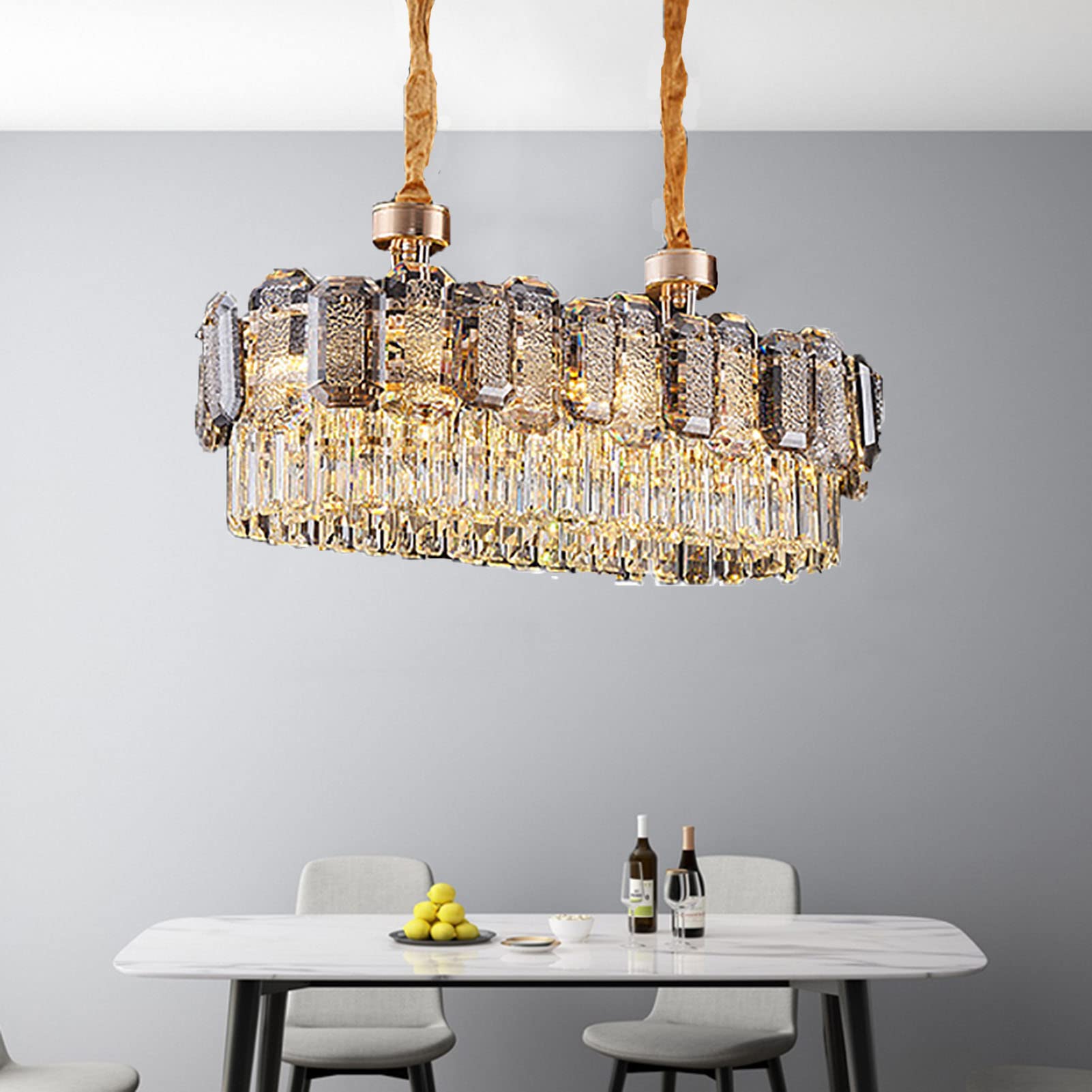 Para Living Comidas Dormitorio Lámpara De Salón,E14 Nórdico Ligero Lujo Cristal Candelabro,Creativo Alto-final Cristal Candelabro-Dorado. 80 * 30 * 35cm