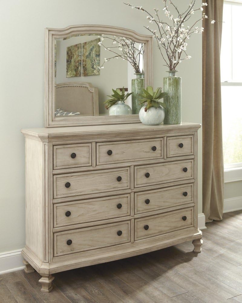Ashley Furniture Signature Design - Demarlos Bedroom Mirror - Component Piece - Parchment White